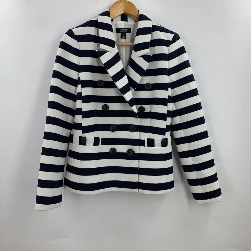 Halogen Atlantic-Pacific Women's 8 Button Classic Stripe Blazer Size 8